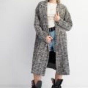 NWT Easel Brand Double-breasted Tweed Coat in Dusty Black